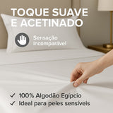 Kit Lençol Queen 1000 Fios Algodão Egípcio Fronha Com Abas