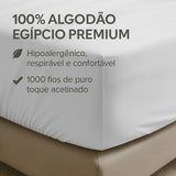Lençol Queen Algodão Egípcio 1000 Fios Durável Antialérgico